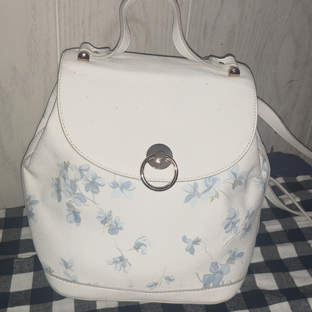 Lauren Conrad White and Blue Floral Backpack